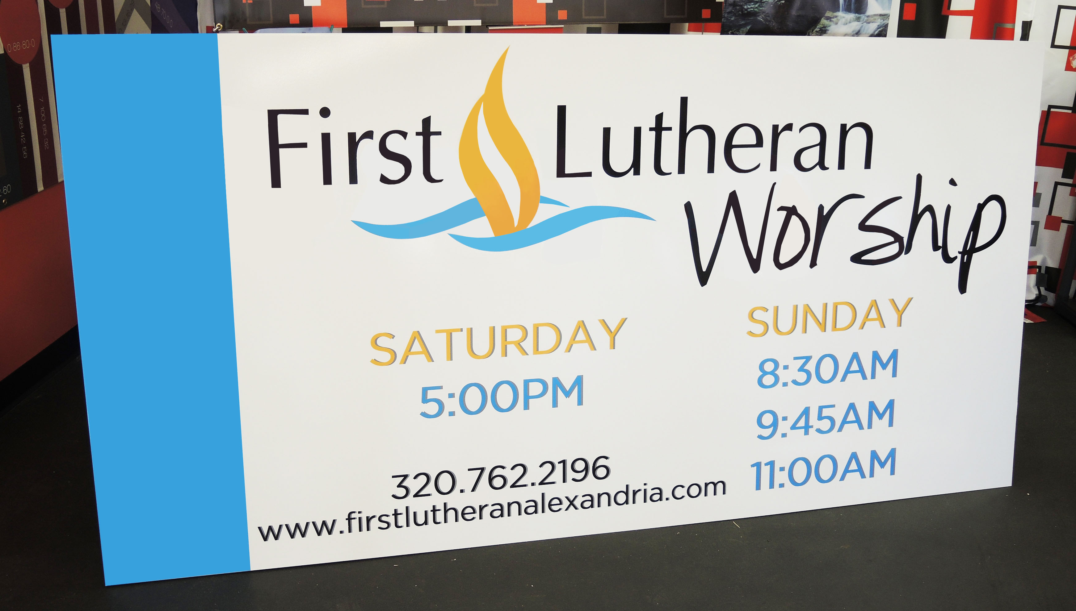 First Lutheran Worship Polymetal Sign | Signmax.com